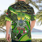 Merry Christmas Raiders Hawaiian Shirt Aboriginal Santa Rugby Mascot - Canberra