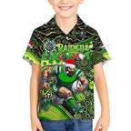 Merry Christmas Raiders Hawaiian Shirt Aboriginal Santa Rugby Mascot - Canberra