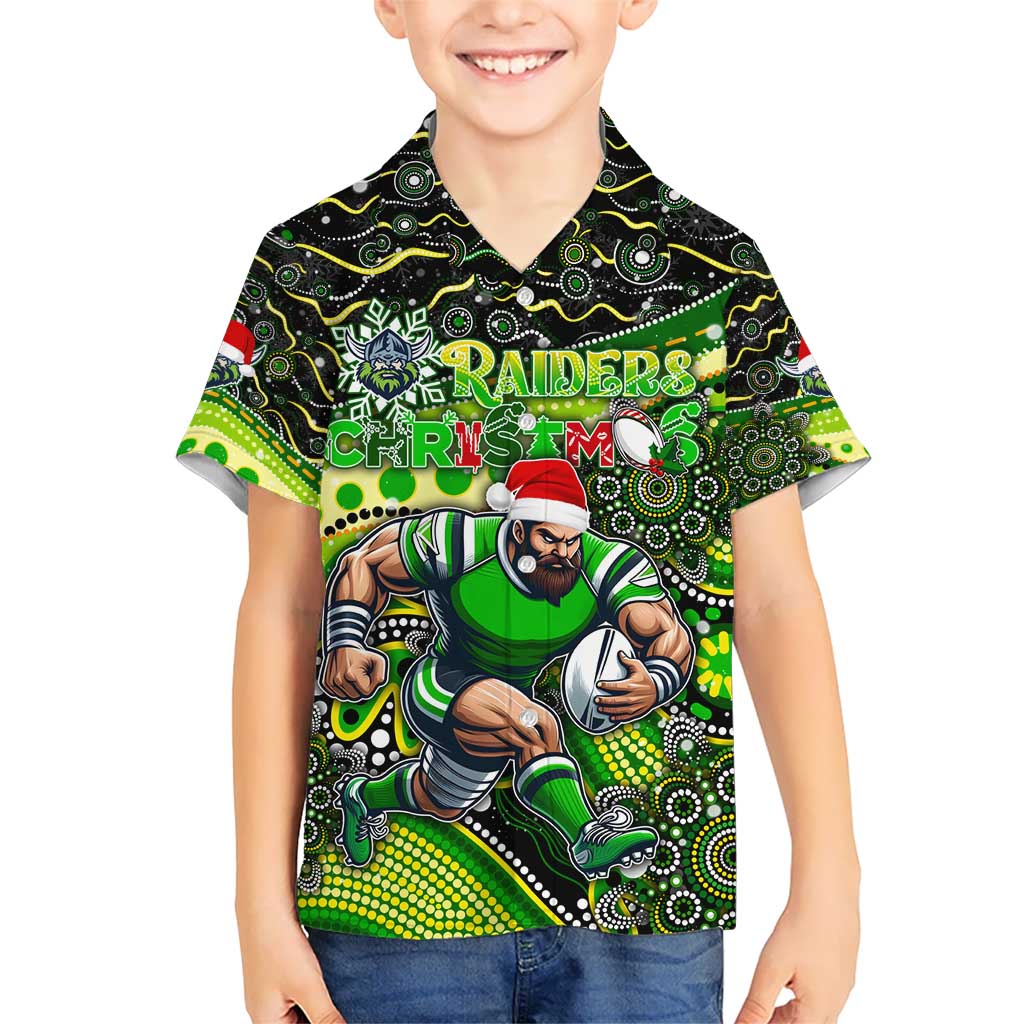 Merry Christmas Raiders Hawaiian Shirt Aboriginal Santa Rugby Mascot - Canberra