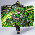Merry Christmas Raiders Hooded Blanket Aboriginal Santa Rugby Mascot - Canberra