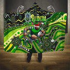 Merry Christmas Raiders Hooded Blanket Aboriginal Santa Rugby Mascot - Canberra
