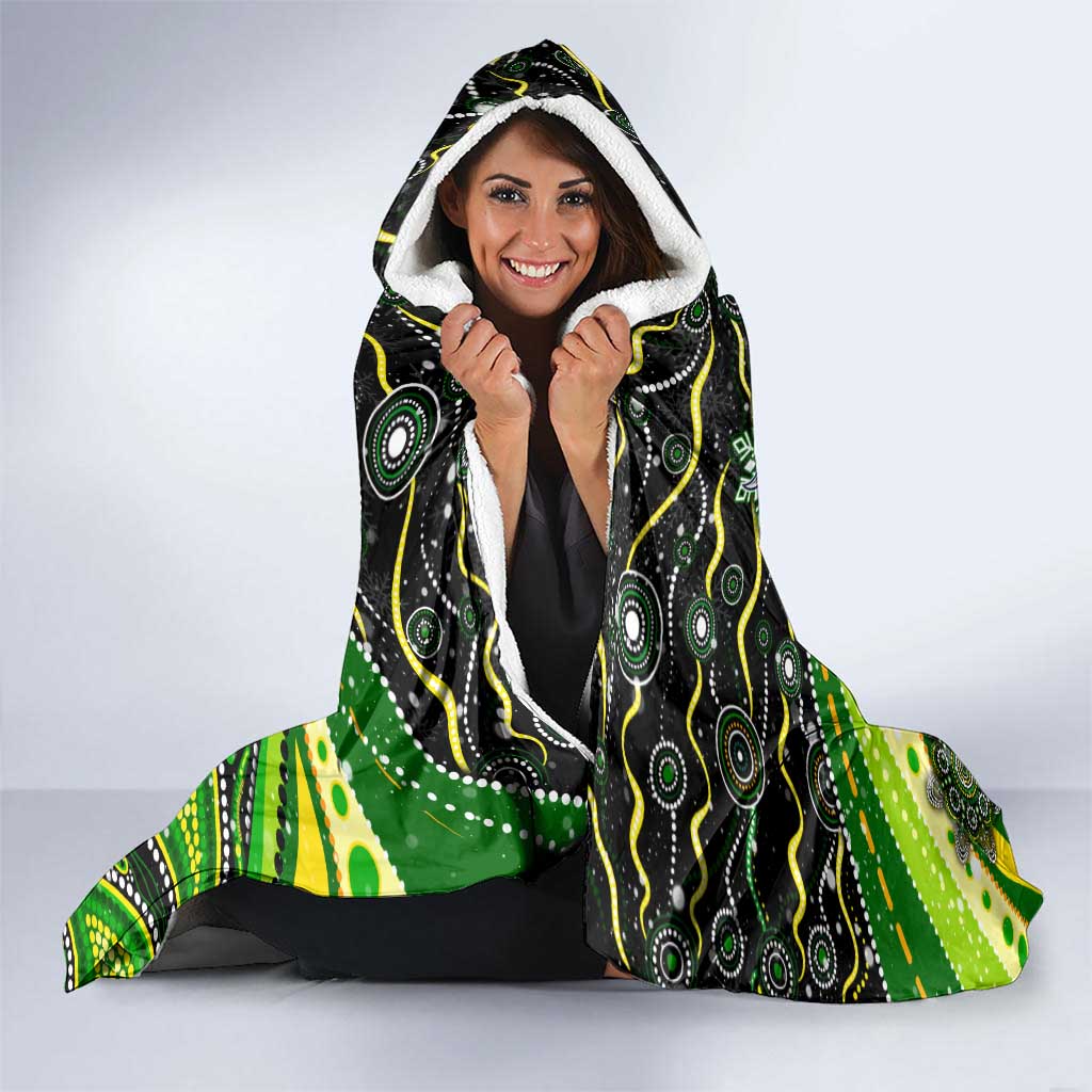Merry Christmas Raiders Hooded Blanket Aboriginal Santa Rugby Mascot - Canberra