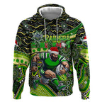Merry Christmas Raiders Hoodie Aboriginal Santa Rugby Mascot - Canberra