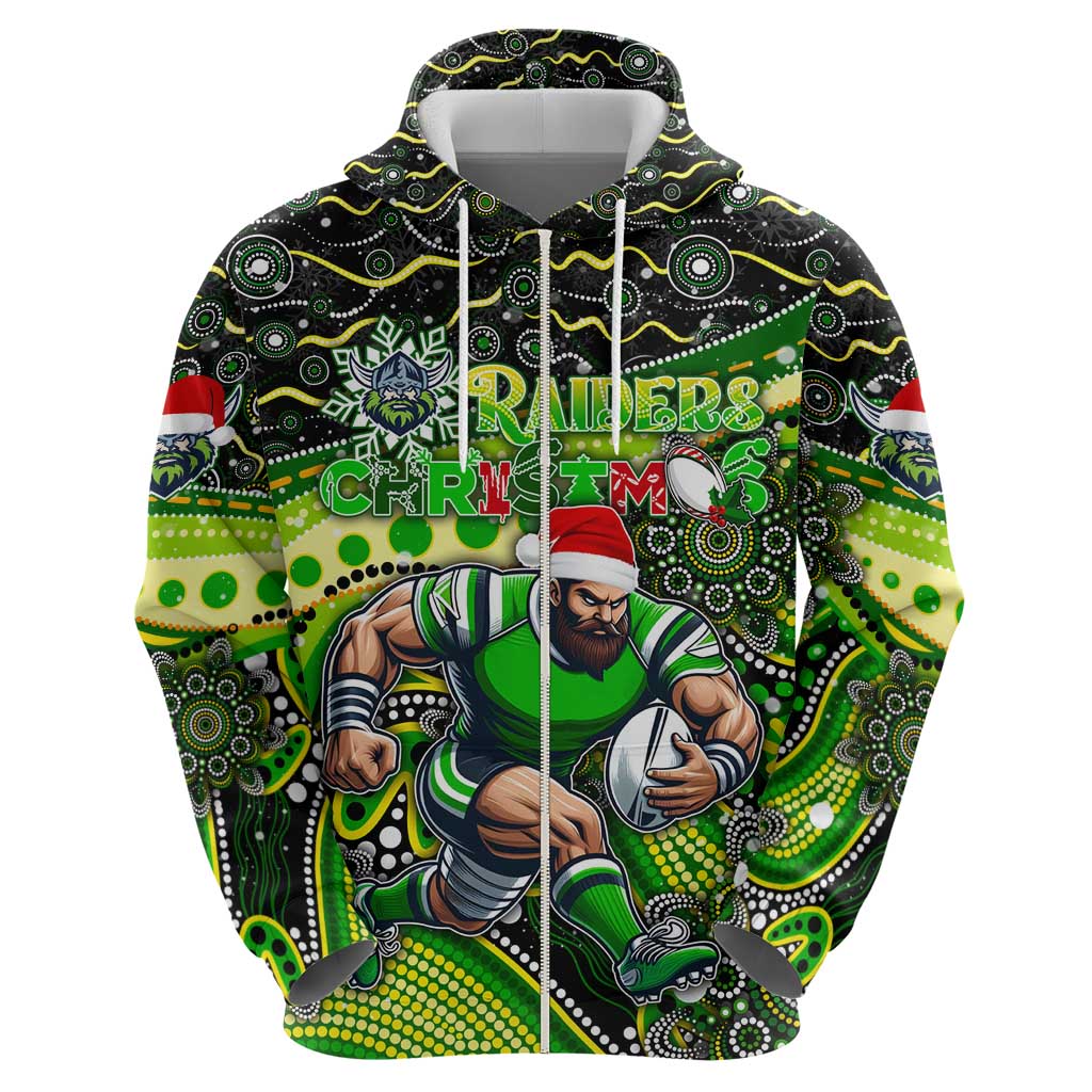Merry Christmas Raiders Hoodie Aboriginal Santa Rugby Mascot - Canberra