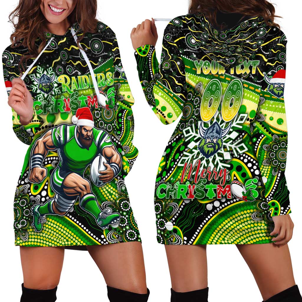 Merry Christmas Raiders Hoodie Dress Aboriginal Santa Rugby Mascot - Canberra