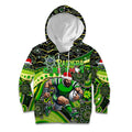 Merry Christmas Raiders Kid Hoodie Aboriginal Santa Rugby Mascot - Canberra