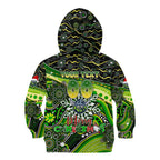Merry Christmas Raiders Kid Hoodie Aboriginal Santa Rugby Mascot - Canberra