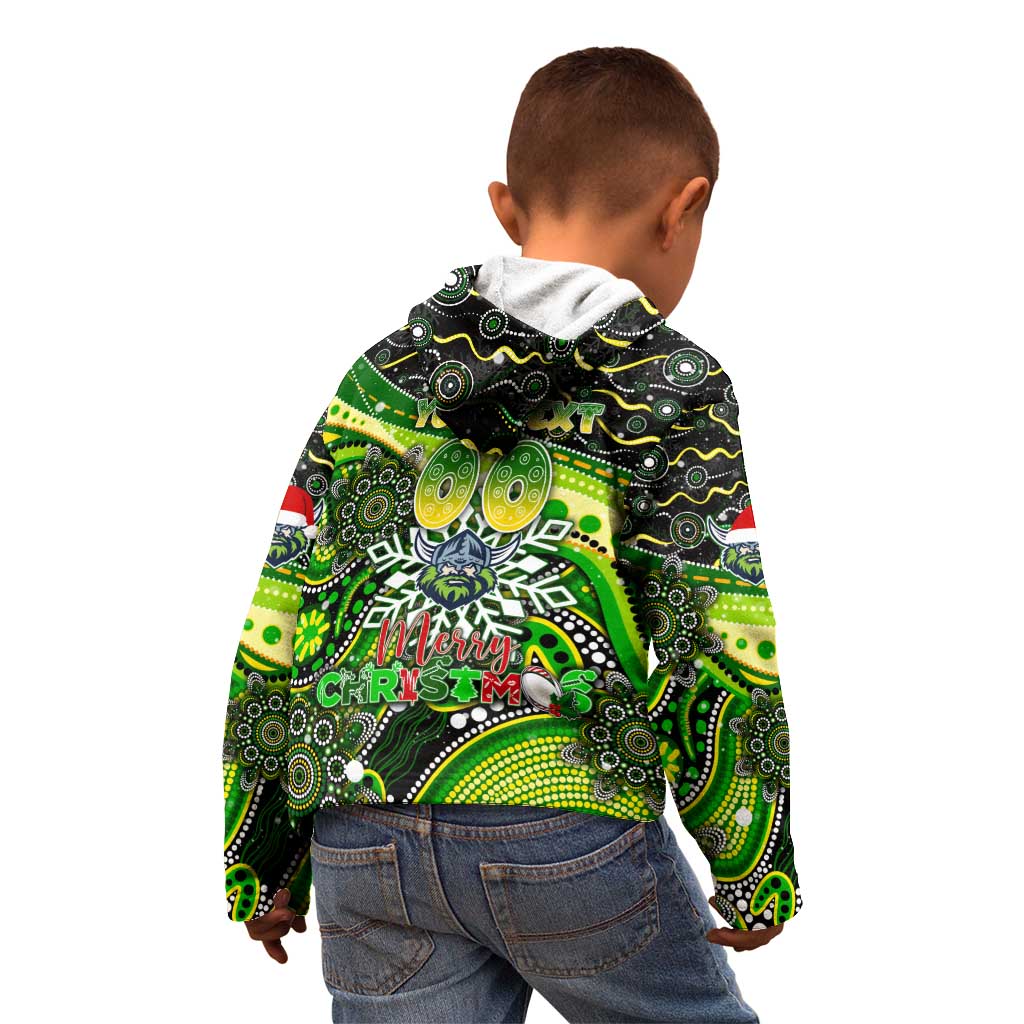 Merry Christmas Raiders Kid Hoodie Aboriginal Santa Rugby Mascot - Canberra