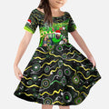 Merry Christmas Raiders Kid Short Sleeve Dress Aboriginal Santa Rugby Mascot - Canberra