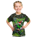 Merry Christmas Raiders Kid T Shirt Aboriginal Santa Rugby Mascot - Canberra