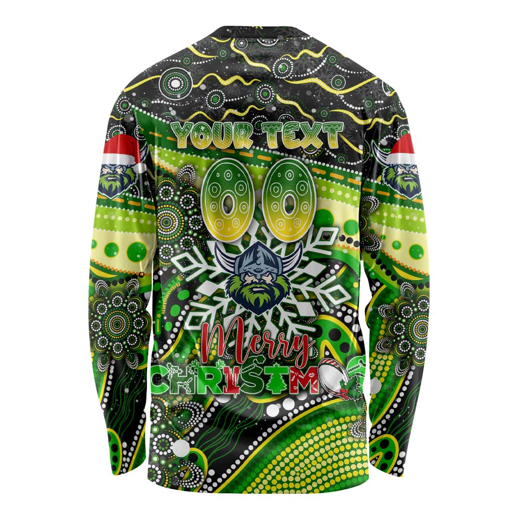 Merry Christmas Raiders Long Sleeve Shirt Aboriginal Santa Rugby Mascot - Canberra
