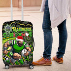 Merry Christmas Raiders Luggage Cover Aboriginal Santa Rugby Mascot - Canberra