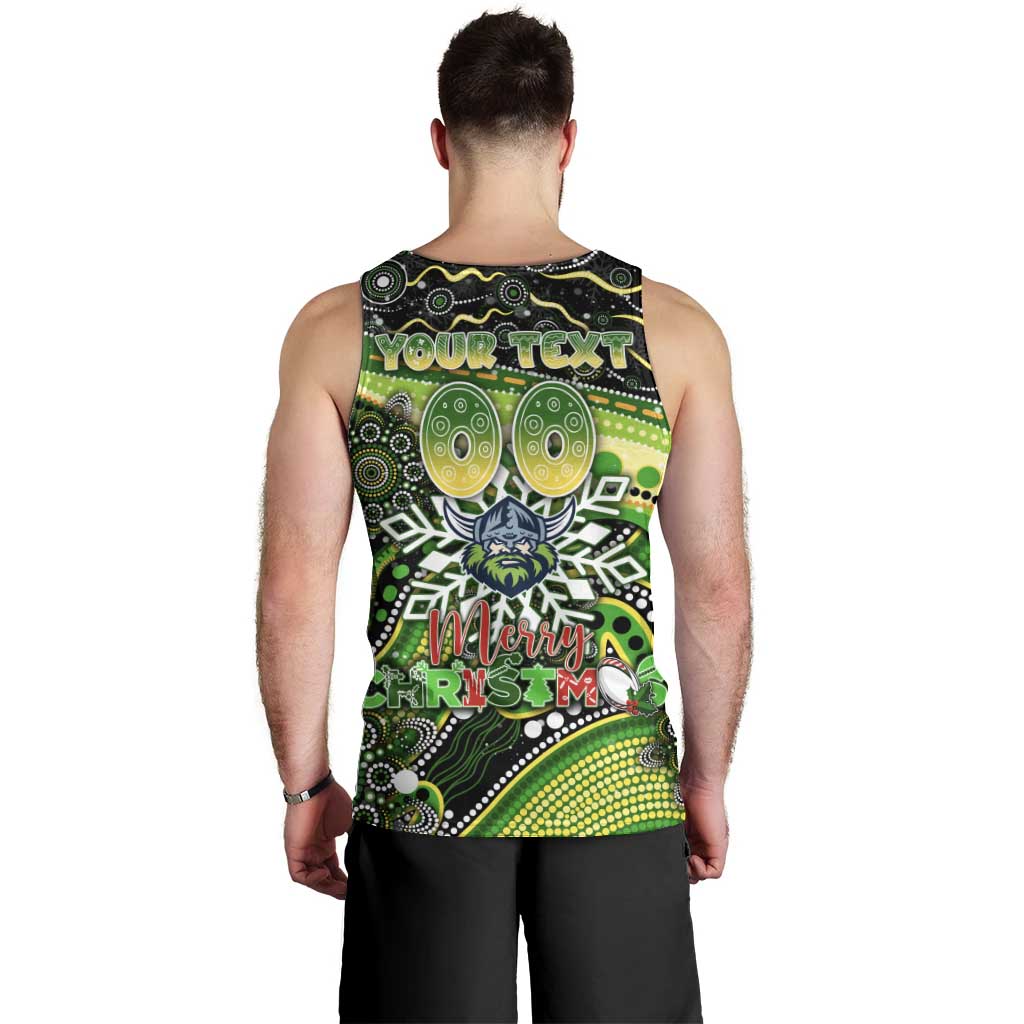 Merry Christmas Raiders Men Tank Top Aboriginal Santa Rugby Mascot - Canberra