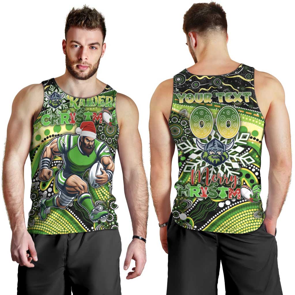 Merry Christmas Raiders Men Tank Top Aboriginal Santa Rugby Mascot - Canberra