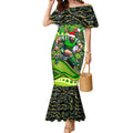 Merry Christmas Raiders Mermaid Dress Aboriginal Santa Rugby Mascot - Canberra