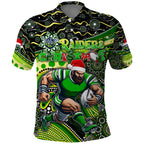 Merry Christmas Raiders Polo Shirt Aboriginal Santa Rugby Mascot - Canberra