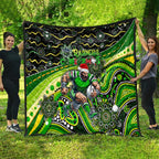 Merry Christmas Raiders Quilt Aboriginal Santa Rugby Mascot - Canberra