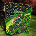Merry Christmas Raiders Quilt Aboriginal Santa Rugby Mascot - Canberra