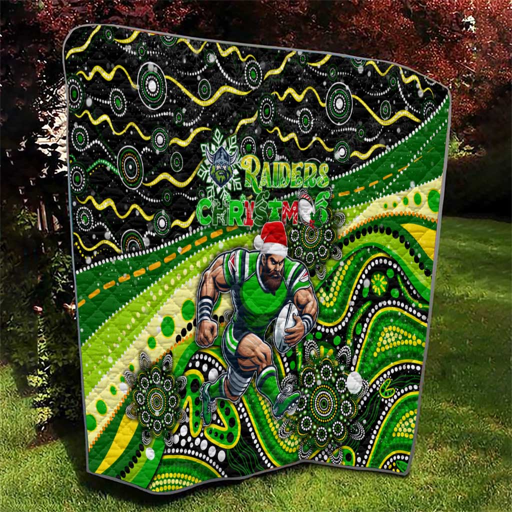 Merry Christmas Raiders Quilt Aboriginal Santa Rugby Mascot - Canberra