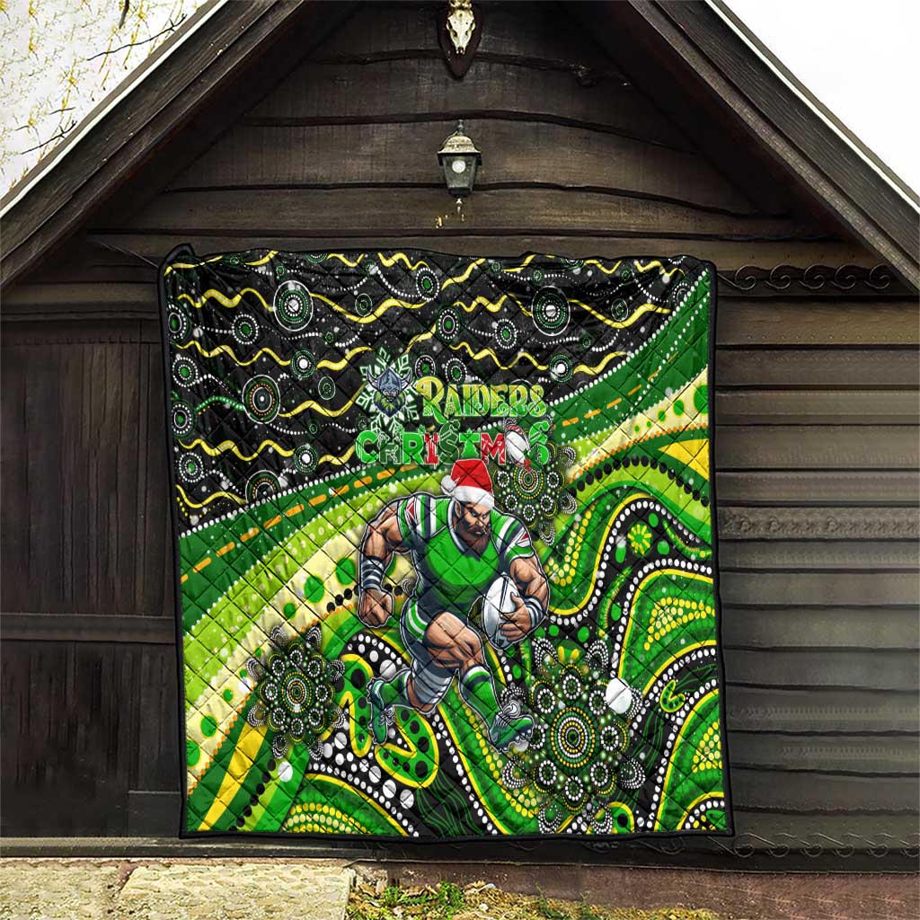 Merry Christmas Raiders Quilt Aboriginal Santa Rugby Mascot - Canberra