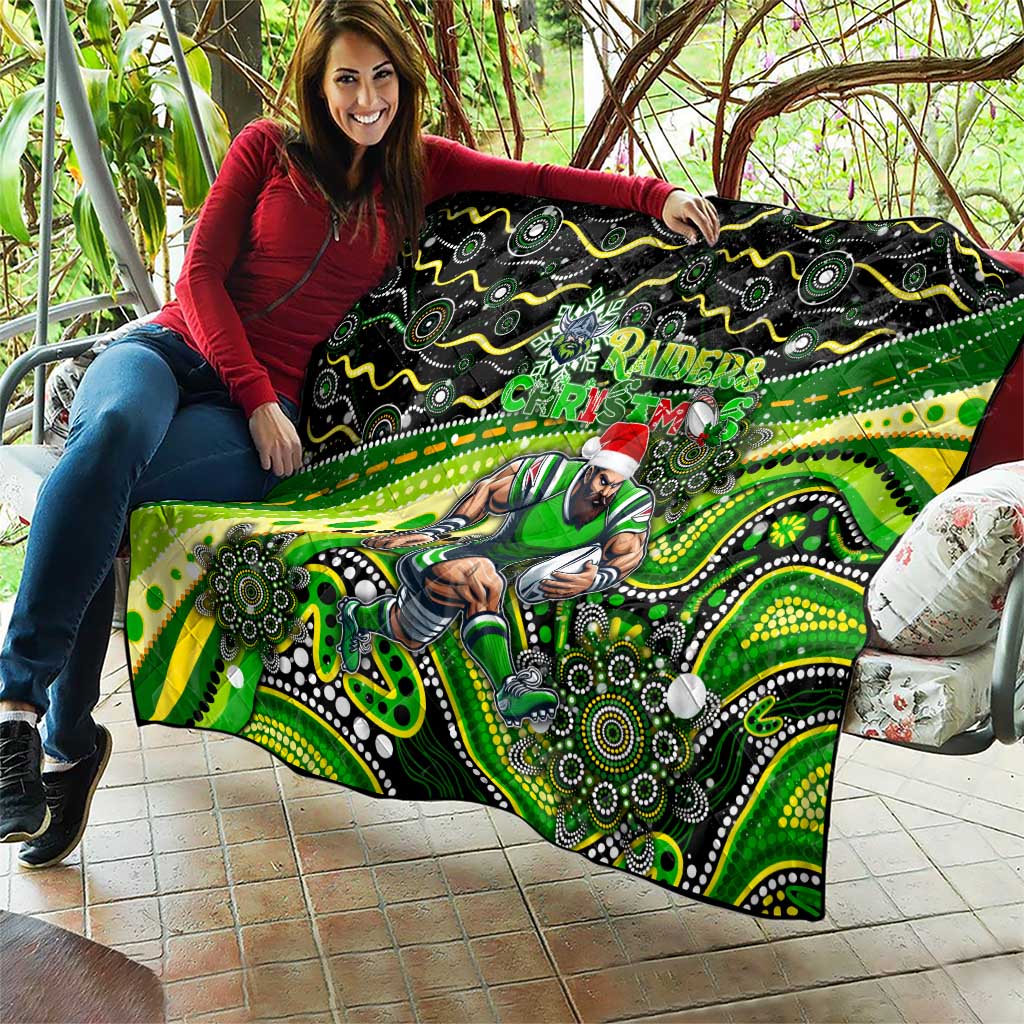 Merry Christmas Raiders Quilt Aboriginal Santa Rugby Mascot - Canberra