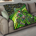 Merry Christmas Raiders Quilt Aboriginal Santa Rugby Mascot - Canberra