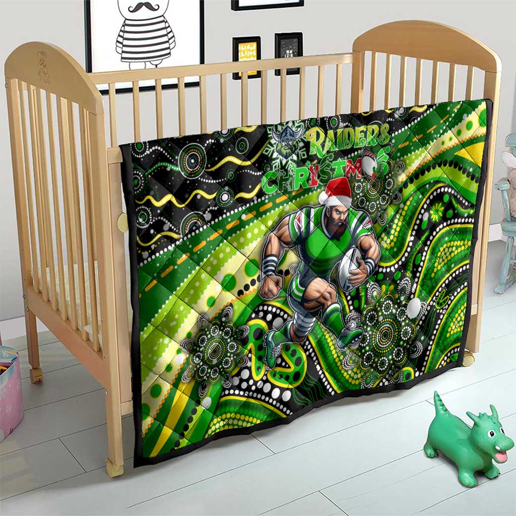 Merry Christmas Raiders Quilt Aboriginal Santa Rugby Mascot - Canberra