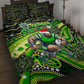 Merry Christmas Raiders Quilt Bed Set Aboriginal Santa Rugby Mascot - Canberra