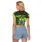 Merry Christmas Raiders Raglan Cropped T Shirt Aboriginal Santa Rugby Mascot - Canberra
