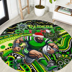 Merry Christmas Raiders Round Carpet Aboriginal Santa Rugby Mascot - Canberra