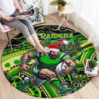 Merry Christmas Raiders Round Carpet Aboriginal Santa Rugby Mascot - Canberra