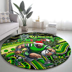 Merry Christmas Raiders Round Carpet Aboriginal Santa Rugby Mascot - Canberra