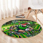 Merry Christmas Raiders Round Carpet Aboriginal Santa Rugby Mascot - Canberra