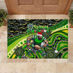 Merry Christmas Raiders Rubber Doormat Aboriginal Santa Rugby Mascot - Canberra