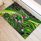 Merry Christmas Raiders Rubber Doormat Aboriginal Santa Rugby Mascot - Canberra
