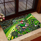 Merry Christmas Raiders Rubber Doormat Aboriginal Santa Rugby Mascot - Canberra