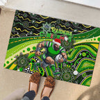 Merry Christmas Raiders Rubber Doormat Aboriginal Santa Rugby Mascot - Canberra