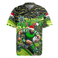 Merry Christmas Raiders Rugby Jersey Aboriginal Santa Rugby Mascot - Canberra