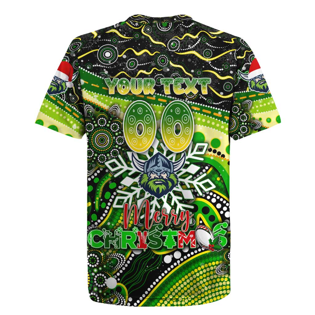 Merry Christmas Raiders Rugby Jersey Aboriginal Santa Rugby Mascot - Canberra