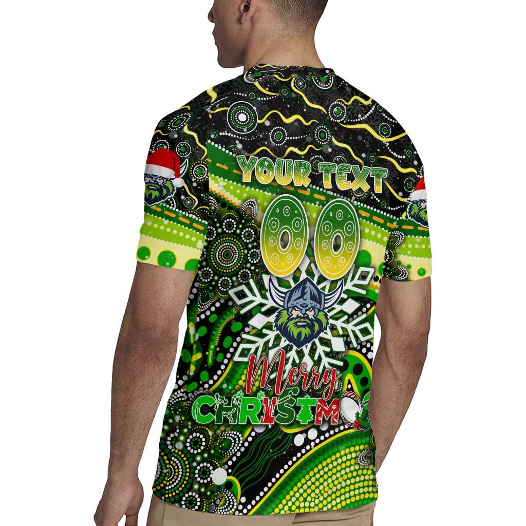 Merry Christmas Raiders Rugby Jersey Aboriginal Santa Rugby Mascot - Canberra