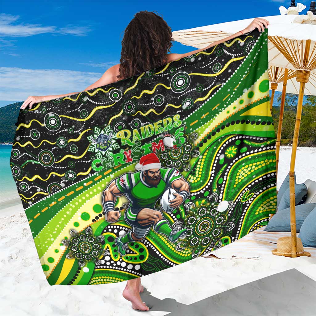 Merry Christmas Raiders Sarong Aboriginal Santa Rugby Mascot - Canberra