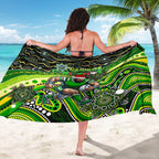 Merry Christmas Raiders Sarong Aboriginal Santa Rugby Mascot - Canberra