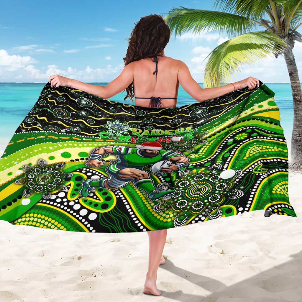 Merry Christmas Raiders Sarong Aboriginal Santa Rugby Mascot - Canberra