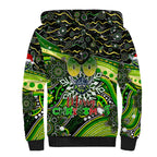 Merry Christmas Raiders Sherpa Hoodie Aboriginal Santa Rugby Mascot - Canberra