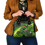 Merry Christmas Raiders Shoulder Handbag Aboriginal Santa Rugby Mascot - Canberra