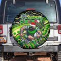 Merry Christmas Raiders Spare Tire Cover Aboriginal Santa Rugby Mascot - Canberra