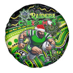 Merry Christmas Raiders Spare Tire Cover Aboriginal Santa Rugby Mascot - Canberra