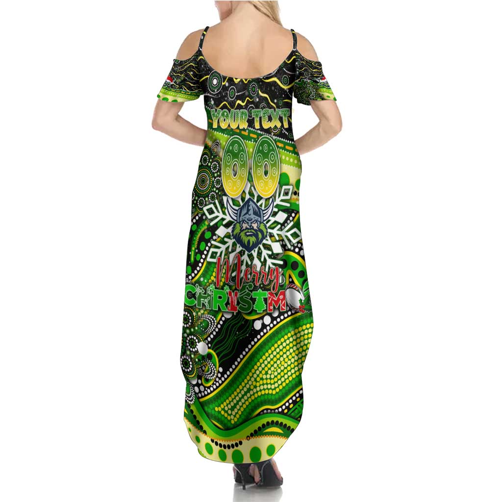 Merry Christmas Raiders Summer Maxi Dress Aboriginal Santa Rugby Mascot - Canberra