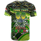 Merry Christmas Raiders T Shirt Aboriginal Santa Rugby Mascot - Canberra