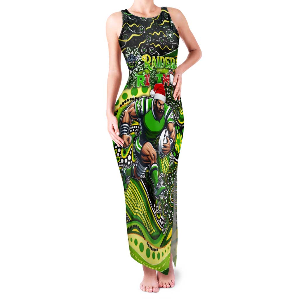 Merry Christmas Raiders Tank Maxi Dress Aboriginal Santa Rugby Mascot - Canberra
